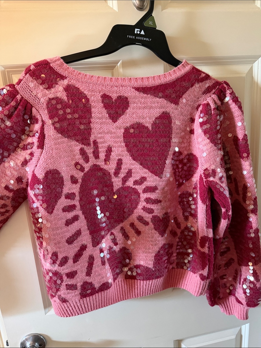 FARM Rio Pink Sequin Heart Crewneck Sweater - Picture 3 of 5